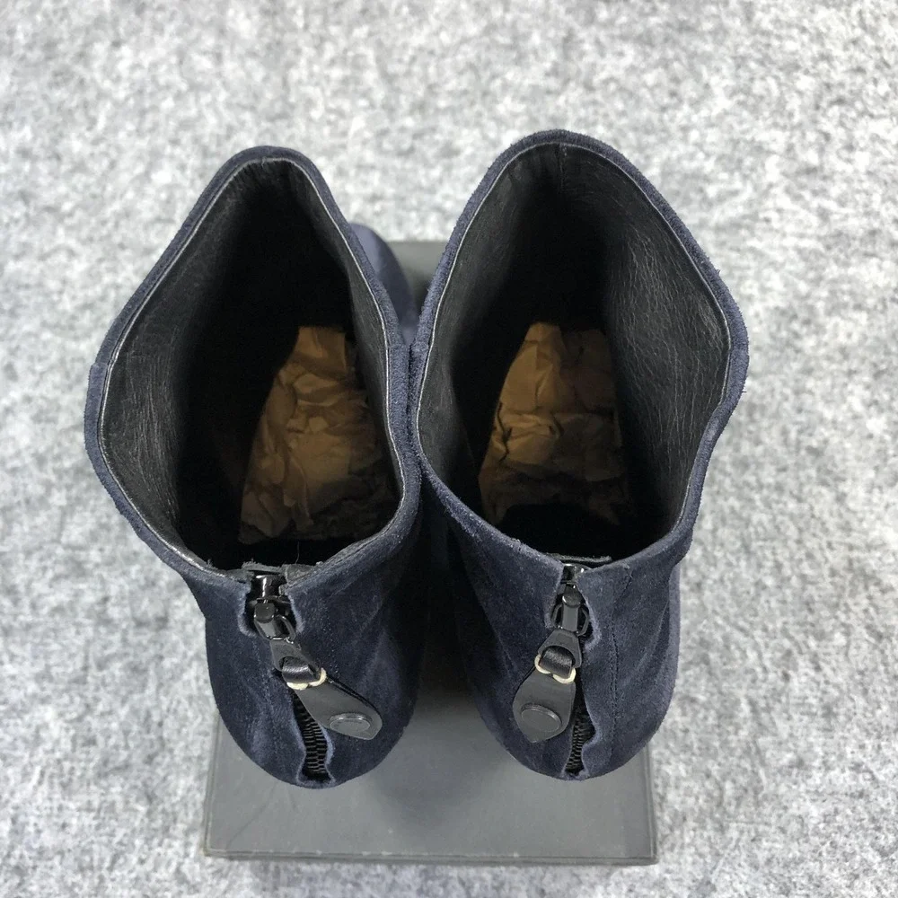 Rag & Bone Newbury 2.0 Boots Womens 9 Navy Suede Ankle Zip Block Heel Casual
